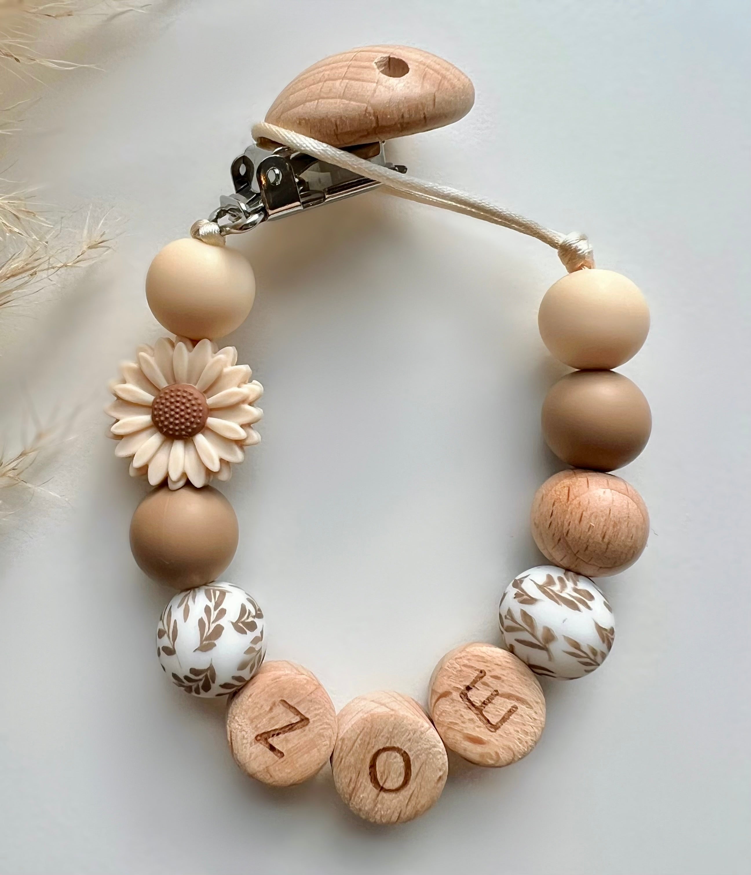 Speenkoord bloem beige